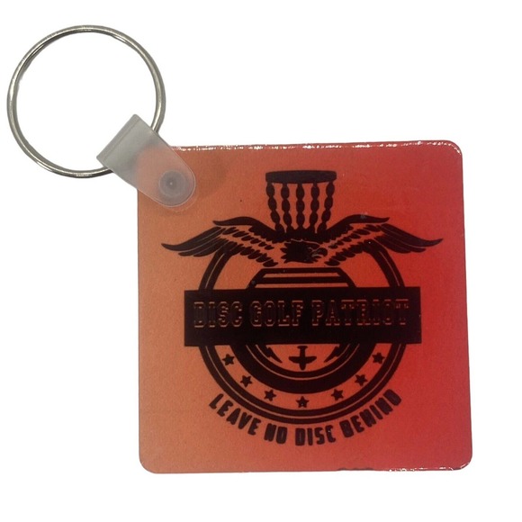 Disc Golf Keychain DISCGOLF PATRIOT Orange Red Gradient Custom Made Key Ring - Picture 4 of 7